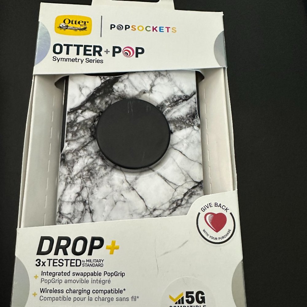 OtterBox + PopGrip Case - iPhone 12 and iPhone 12 PRO (ONLY) - White Marble